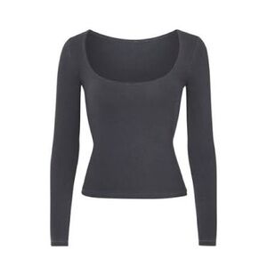 Skims NEW Cotton Jersey Scoop Neck Long Sleeve Top
